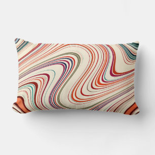 Rustic Multicolored Curvy Stripes Lumbar Pillow