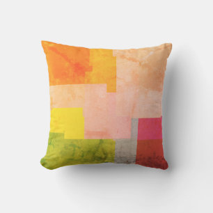 Rustic Multicolored Stripes Outdoor Pillow