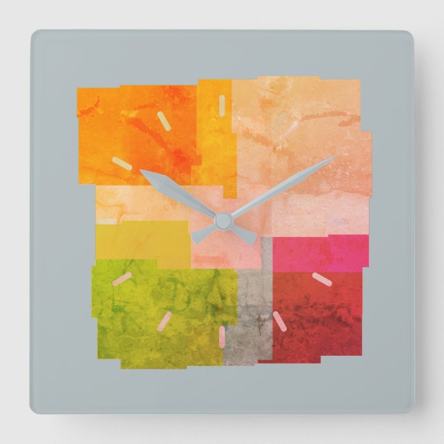 Rustic Multicolored Stripes  Square Wall Clock (Front)