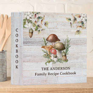 Rustic Mushroom and Leaves Family Recipe Cookbook Binder