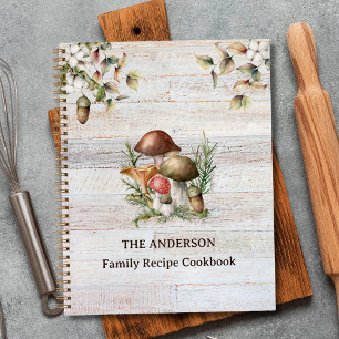 Rustic Mushroom and Leaves Family Recipe Cookbook Notebook