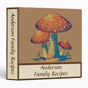 Rustic Mushroom Family Recipe Cookbook Binder
