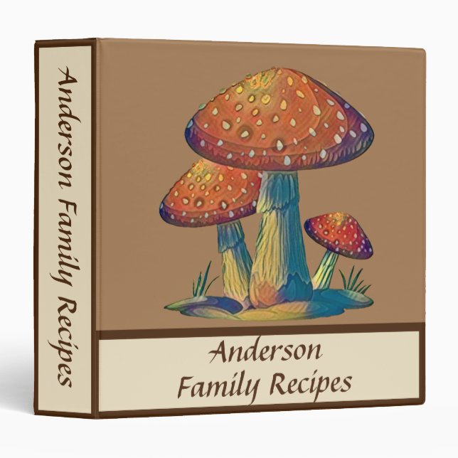 Rustic Mushroom Family Recipe Cookbook Binder (Front/Spine)