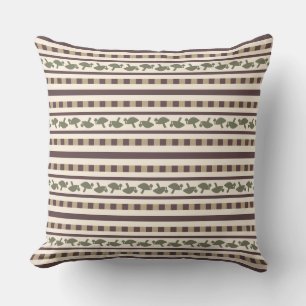 Rustic Mushroom Stripe Pattern Throw Pillow