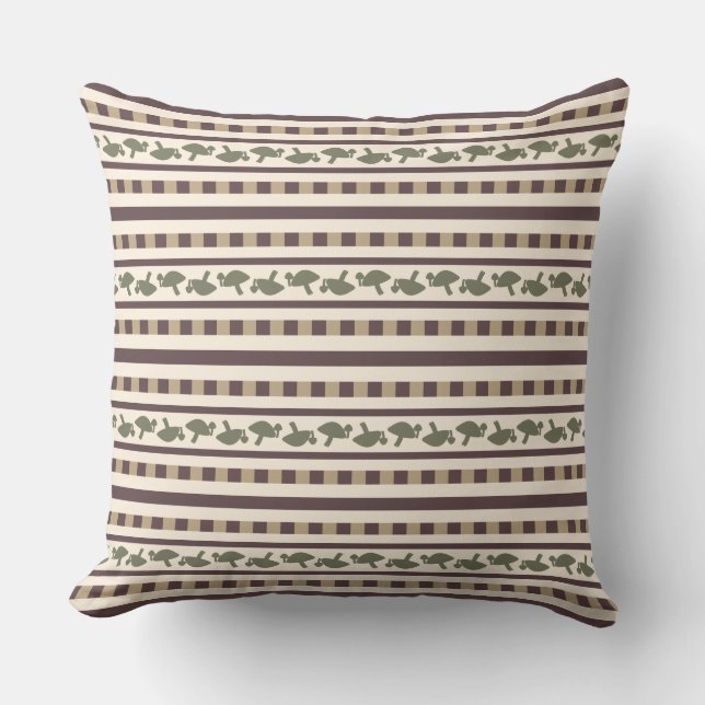 Rustic Mushroom Stripe Pattern Throw Pillow (Front)