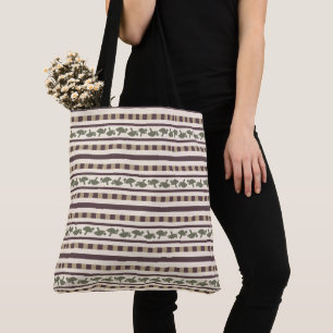 Rustic Mushroom Stripe Pattern Tote Bag