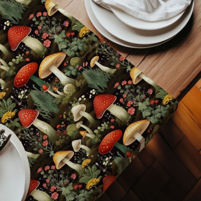 Rustic Mushroom Table Runner Custom Nature Look (Rustic Mushroom Table Runner Custom Nature Look)