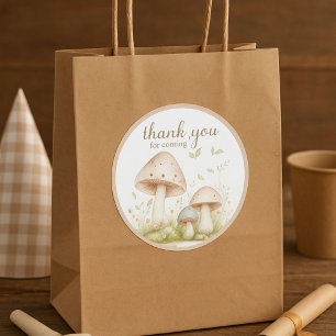 Rustic Mushroom Thank You Favour Sticker Label
