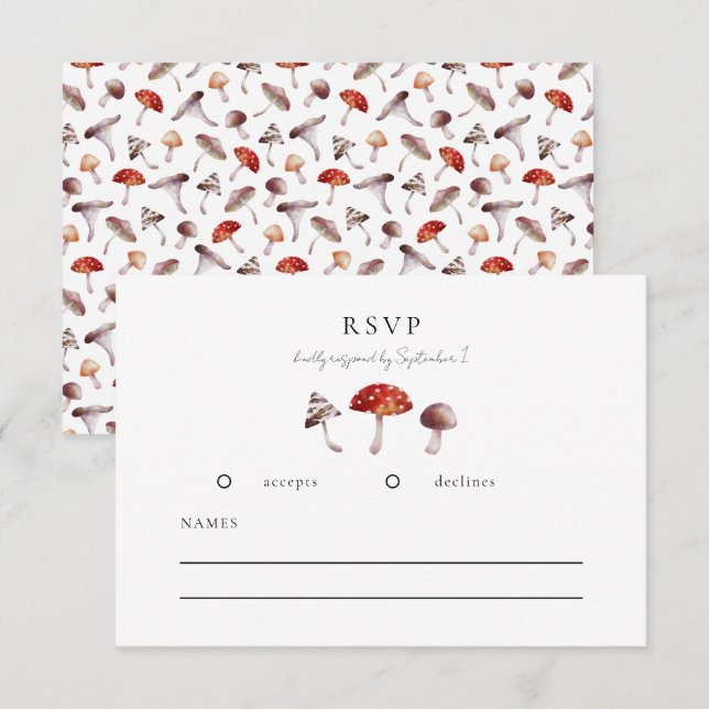 Rustic Mushroom Wedding RSVP Card (Front/Back)