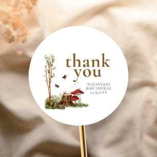 Rustic Mushroom Woodland Baby Shower Classic Round Sticker