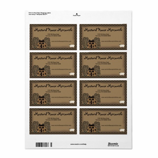 Rustic Mustard Saltbox House Editable Shipping (Full Sheet)