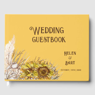 Rustic Mustard Sunflowers Guest Book