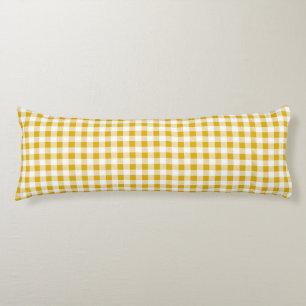Rustic Mustard Yellow Gingham Plaid Body Pillow
