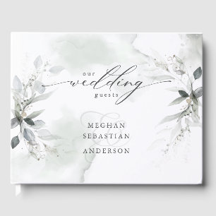 Rustic Muted Green Foliage Guest Book
