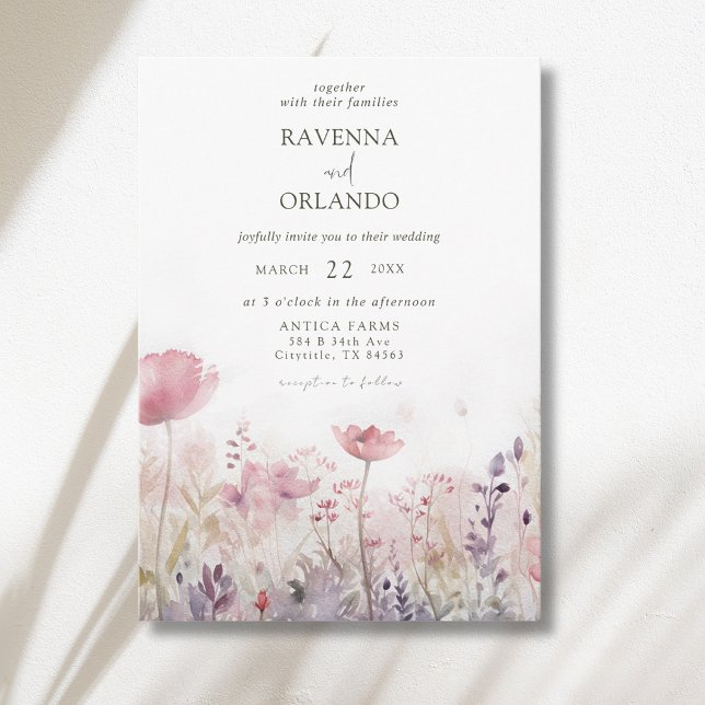 Rustic Muted Winter Wildflower Meadow Wedding Invitation (Creator Uploaded)