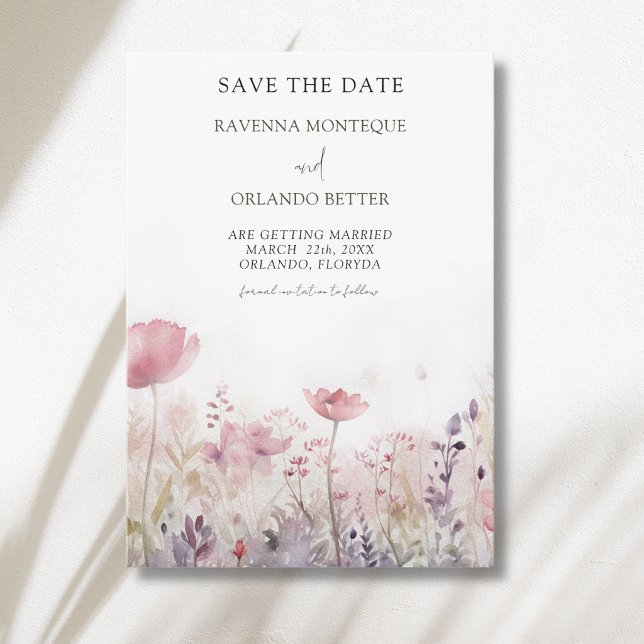 Rustic Muted Winter Wildflower Meadow Wedding Save The Date (Creator Uploaded)