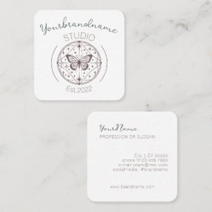 Rustic Mystical Gorgeous Butterfly Drawing  Lovely Square Business Card