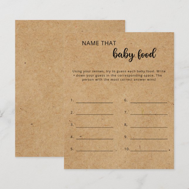 Rustic - Name that baby food shower game (Front/Back)