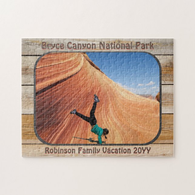 Rustic National Park Custom Photo  Family Vacation Jigsaw Puzzle (Horizontal)