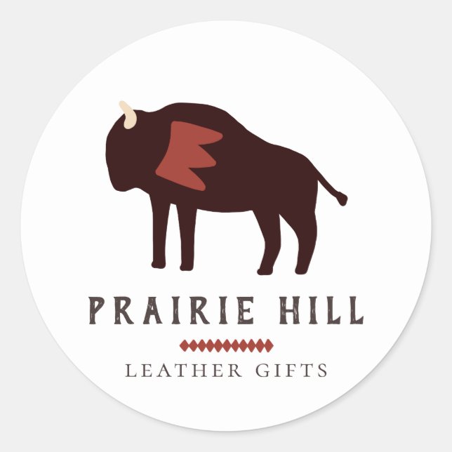 Rustic Native American Buffalo Logo Classic Round Sticker (Front)