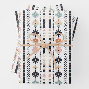 Rustic Native Ethnic Mudcloth Aesthetic Vertical Wrapping Paper Sheet