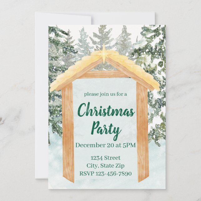 Rustic Nativity Farmhouse Holiday Invitation (Front)