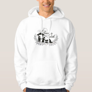 Rustic Nativity Peace on Earth Wreath Adult  Hoodie
