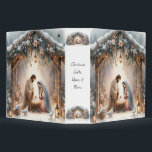 Rustic Nativity Scene with Winter Florals Binder<br><div class="desc">This serene nativity scene captures the peaceful beauty of the Holy Family beneath a rustic wooden stable, gently lit by lanterns and surrounded by soft snowfall. The design features Mary, Joseph, and baby Jesus in a warm, reverent moment, accentuated by delicate winter florals, snow-covered pine branches, and glowing string lights....</div>
