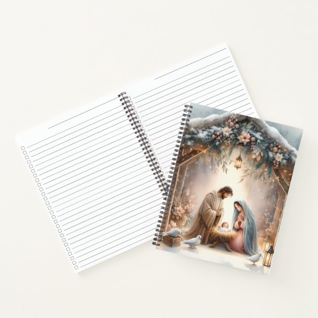 Rustic Nativity Scene with Winter Florals Notebook (Inside)