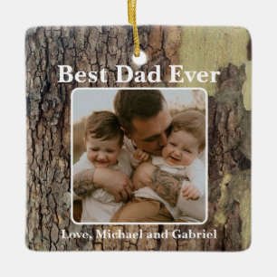 Rustic natural distressed tree bark forest trees  ceramic ornament