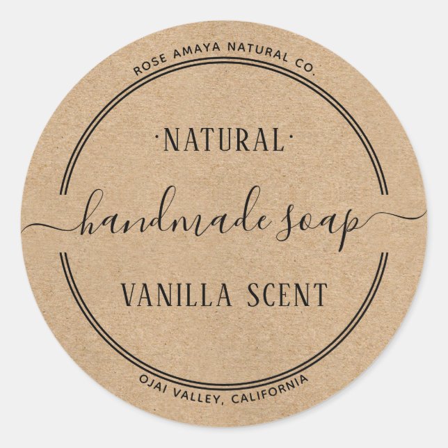 Rustic Natural Kraft Style Soap Beauty Spa Label (Front)