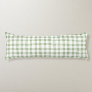 Rustic Natural Sage Gingham Plaid Body Pillow