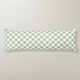 Rustic Natural Sage Gingham Plaid Body Pillow