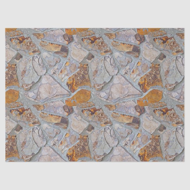 Rustic Natural Stone Mosaic Tiles Pattern Tissue Paper (Front)