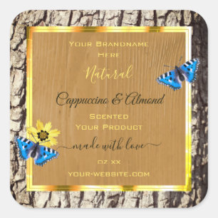 Rustic Natural Tree Bark Wood Grain Product Labels