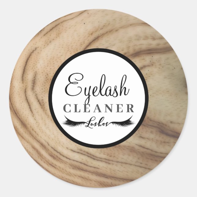 Rustic Natural Wood Grain Lash Cleaner Label (Front)