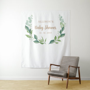Rustic Nature Greenery Baby Shower Backdrop Tapestry