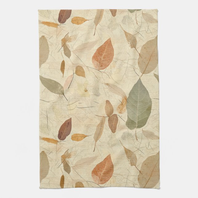 Rustic Nature-Inspired Leaf - Botanical Art (3) Kitchen Towel (Vertical)
