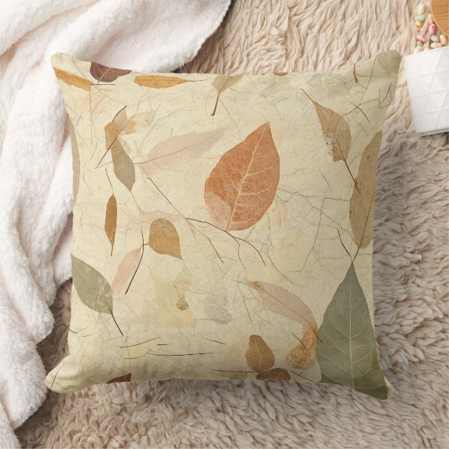 Rustic Nature-Inspired Leaf - Botanical Art (3) Throw Pillow (Blanket)