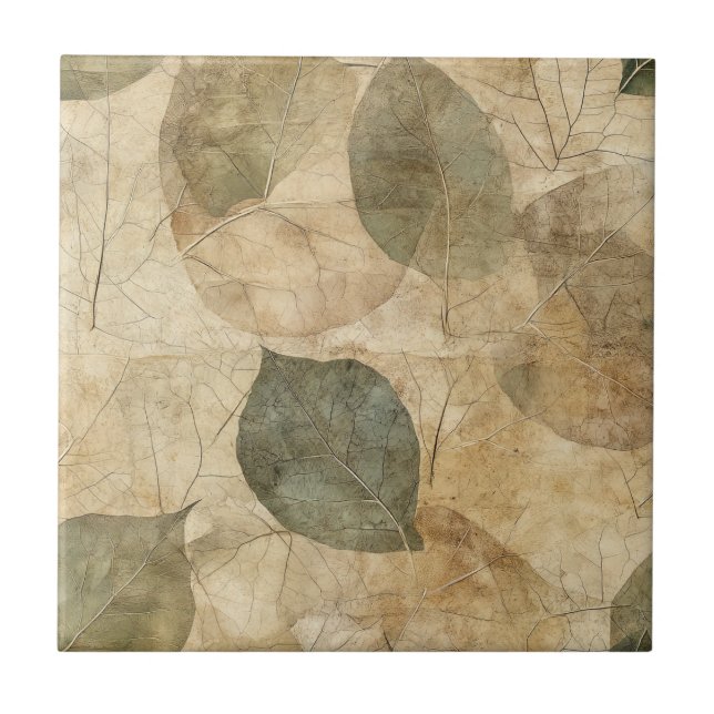Rustic Nature-Inspired Leaf - Botanical Art (6) Tile (Front)