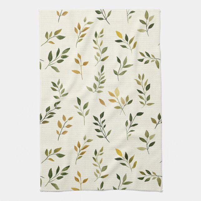 Rustic Nature-Inspired Leaf - Botanical Art (7) Kitchen Towel (Vertical)