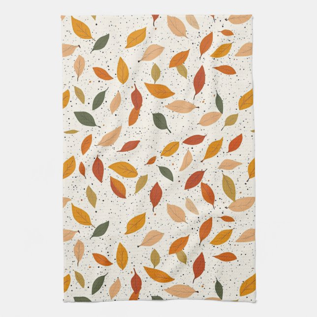 Rustic Nature-Inspired Leaf - Botanical Art Kitchen Towel (Vertical)