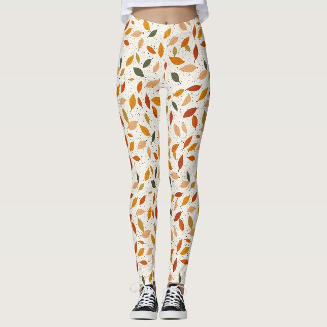 Rustic Nature-Inspired Leaf - Botanical Art Leggings (Front)