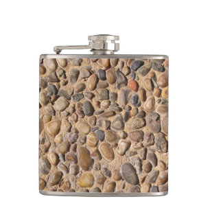 Rustic Nature Pebble Stones Photo Hip Flask