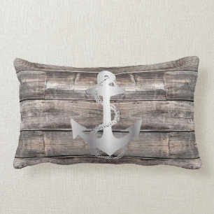 rustic nautical ANCHOR + ROPE Lumbar Pillow