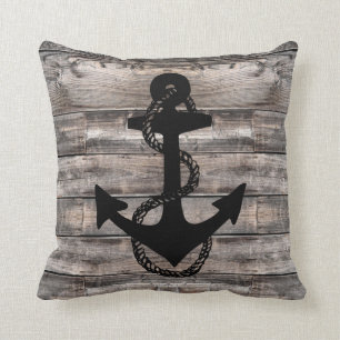 rustic nautical + ANCHOR ROPE Throw Pillow