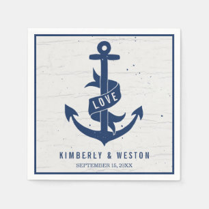 Rustic Nautical Anchor Wedding Napkins / Navy