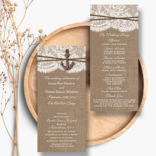 Rustic Nautical Anchor Wedding Program (Creator Uploaded)