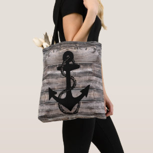 rustic nautical barn wood with ANCHOR Tote Bag