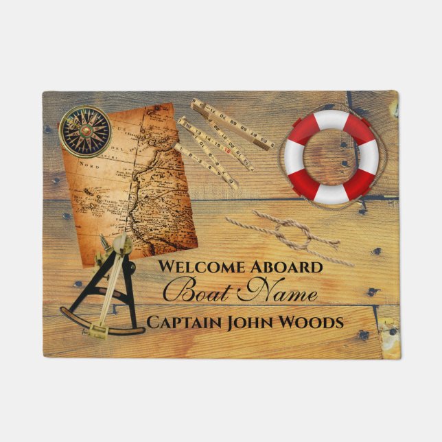 Rustic Nautical Boat  Doormat (Front)